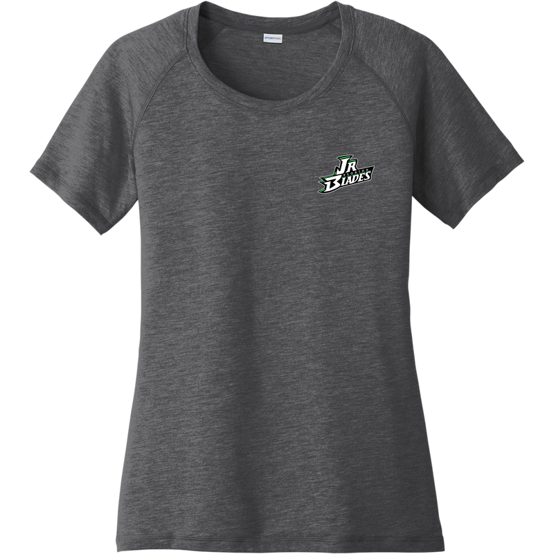 Junior Blades Ladies PosiCharge Tri-Blend Wicking Scoop Neck Raglan Tee